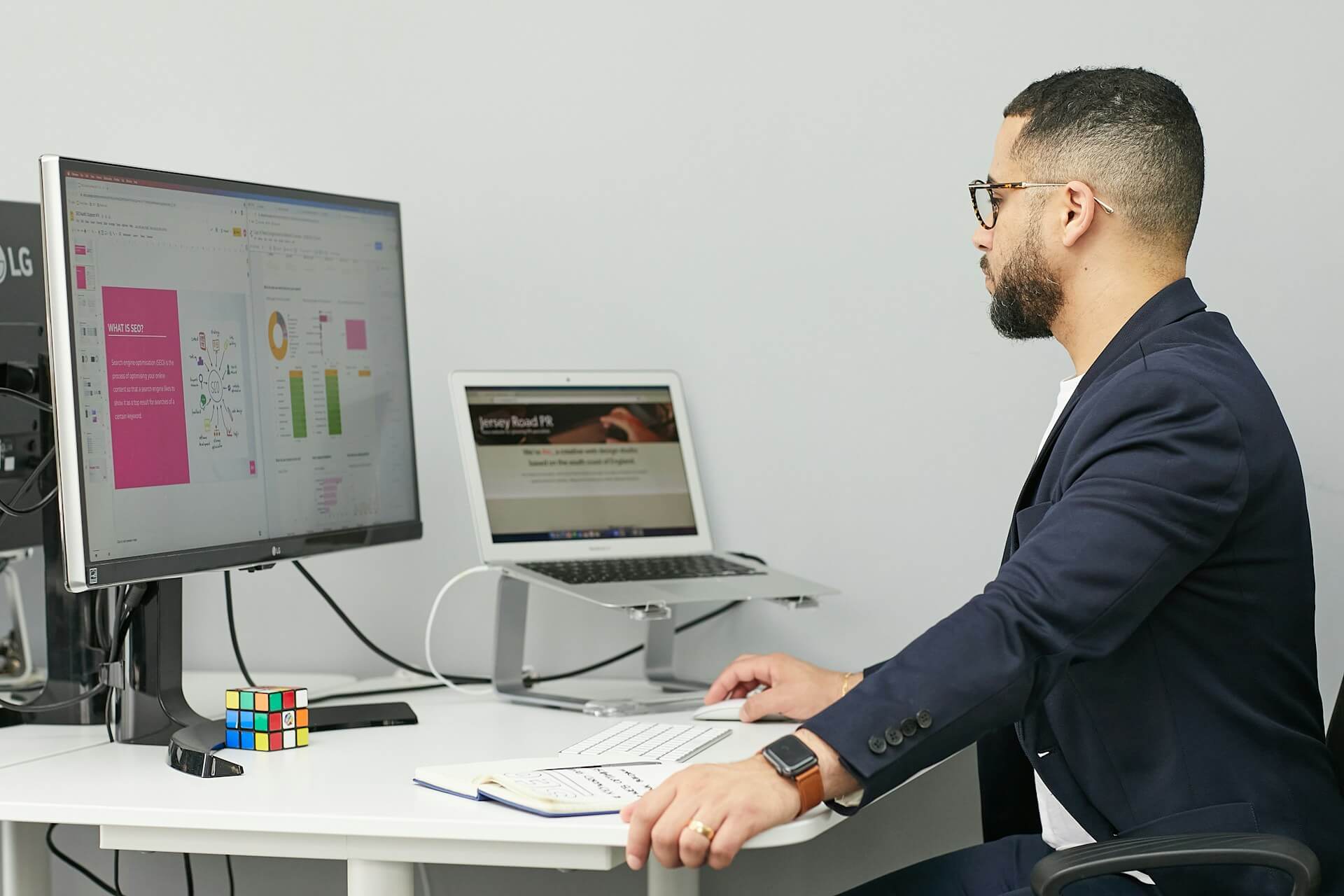 Digital transformation for small businesses reviewing a systems dashboard and KPIs