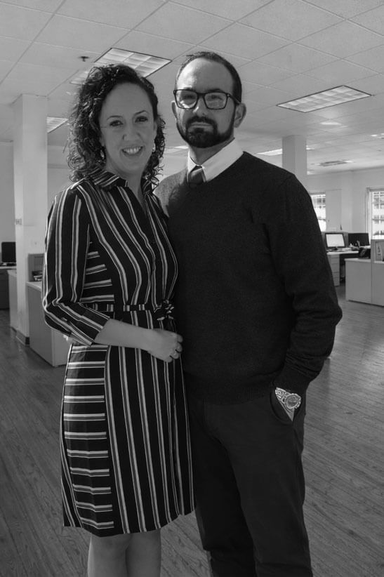 Dan & Anna in the Clematis St offices of Lucky Web Design - 2015 Daniel & Anna Serres - Owners of Lucky Web Design in West Palm Beach, FL